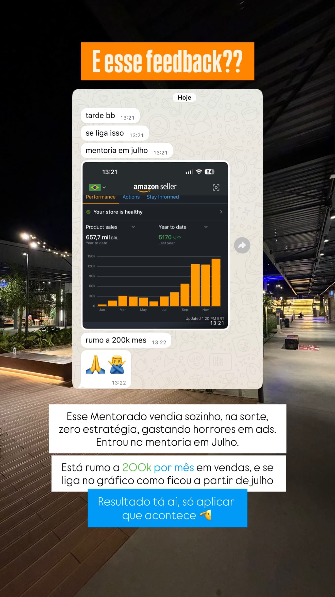 Depoimento de aluno com resultado 1